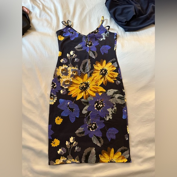 Rouje Black Dress with Yellow and Blue Floral Design - Picture 1 of 3